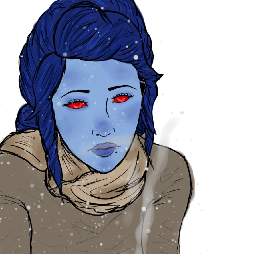 Untitled Female Chiss holding hot cocoa